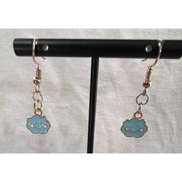 Bundle Of Thee Handmade Smiley Face Cloud Dangly Earrings - Picture 3 of 4